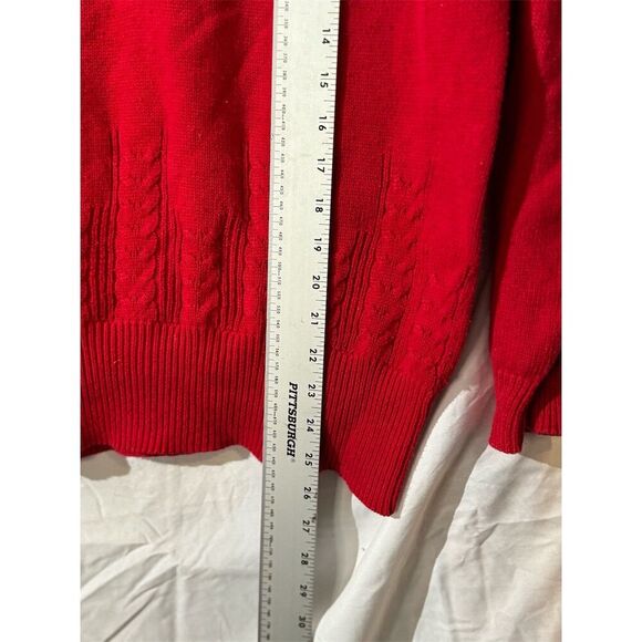 Victoria Jones VTG Red Collard Cable Knit Pullover Sweater Sz L 80s Maximalism - Picture 9 of 9